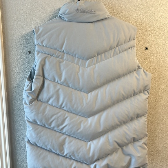 Columbia Light Blue Down Feather Full Zip Puffer Vest Side Large - Picture 4 of 7